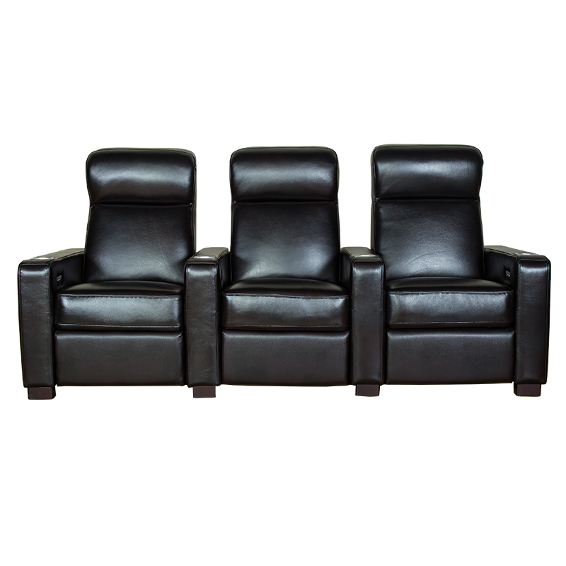 Luxury 3 seater Black Leather Electric Home Theater Recliner Sofa