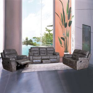 Best-sale modern 2 seater grey fabric manual reclining sofa