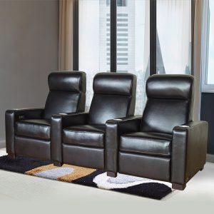 Black 3 Seater Home Theatre Leather Recliner Sofa Living Room