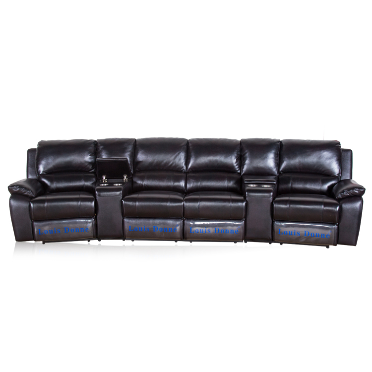 Black Electric Home Theatre Lounge Sectional Recliner Sofa Set with Cup Holders