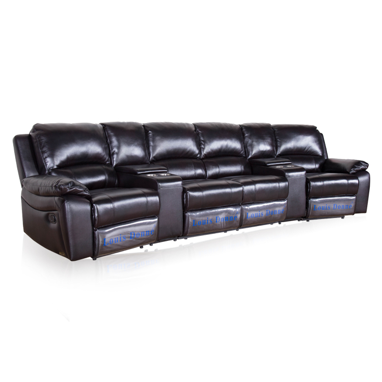 Black Electric Home Theatre Lounge Sectional Recliner Sofa Set with Cup Holders