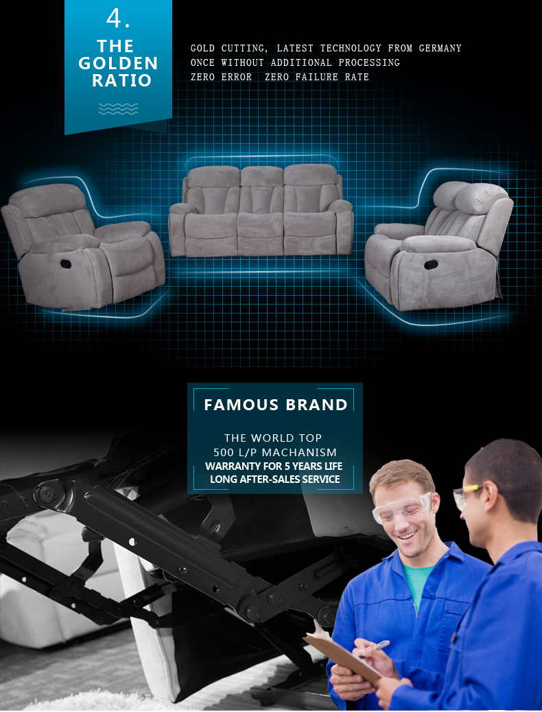 3 seater fabric recliner sofa