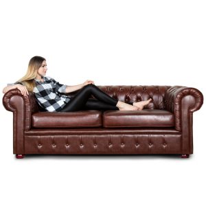 Classic Mini Chesterfield Leather Sofa and Chairs