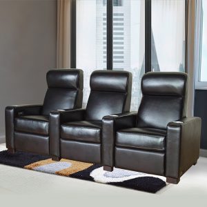 Luxury 3 seater Black Leather Electric Home Theater Recliner Sofa