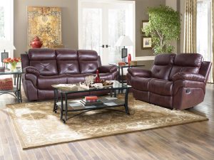 Modern 3 Seater Brown Leather Living Room Sofa Set