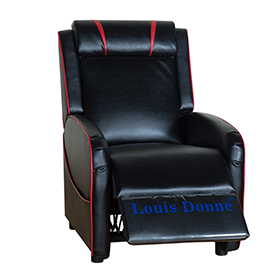Narrow black push back recliner chair