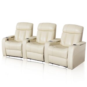 Cream 3 seater power home cinema recliner sofa