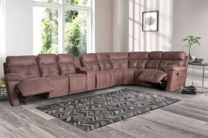 Big Brown Fabric Corner Sofa Sofa Bed with Storage