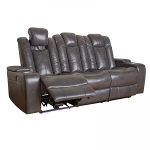 grey leather reclining sofa set