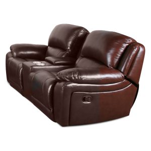 double recliner sofa with console