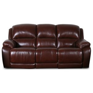 Large 2 Seater Double Recliner Leather Sofa with Console