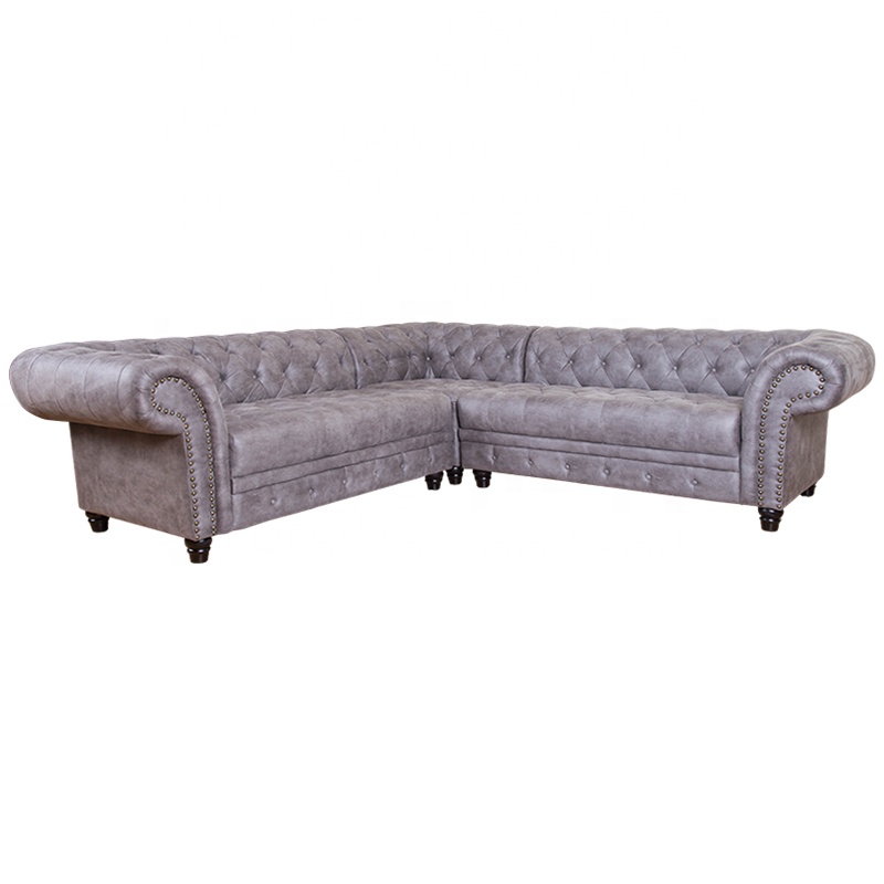 Cheap Grey Fabric Chesterfield Corner Sofa Shenzhen Mebon Furniture