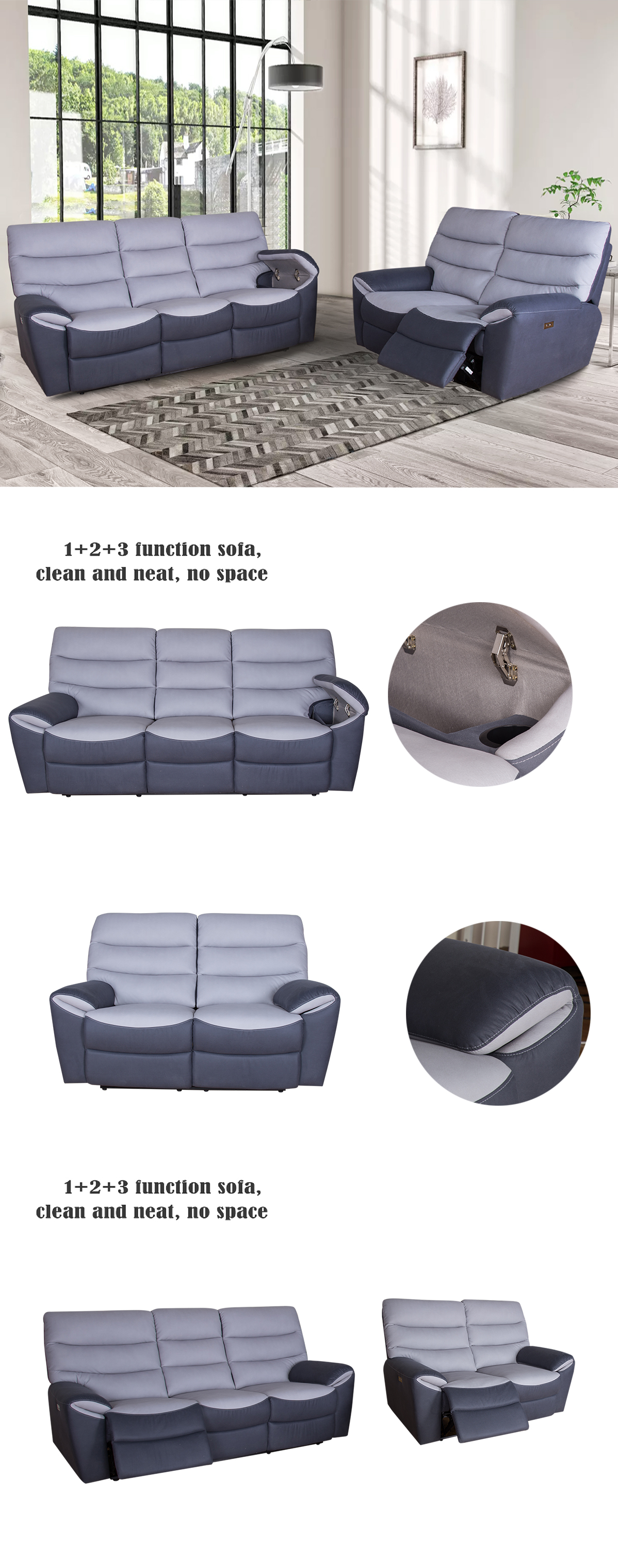 grey recliner sofa