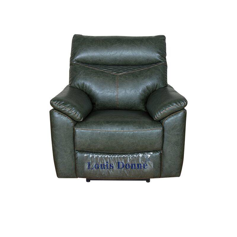 Trendy Dark Green Leather Electric Recliner Sofa
