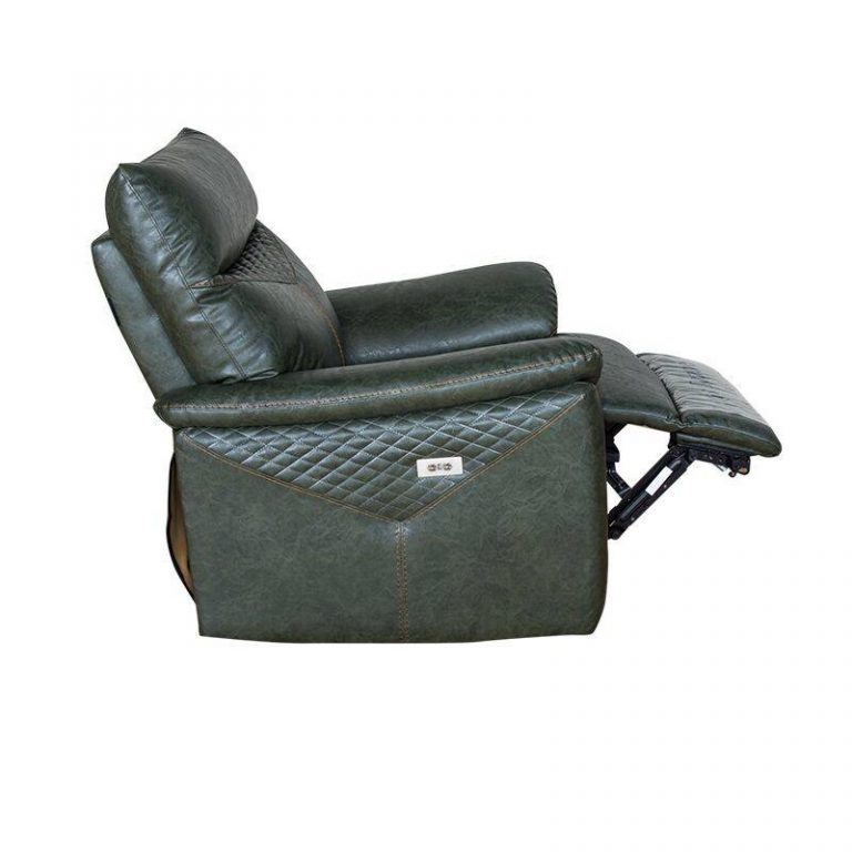 Trendy Dark Green Leather Electric Recliner Sofa