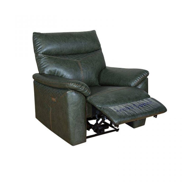 Trendy Dark Green Leather Electric Recliner Sofa