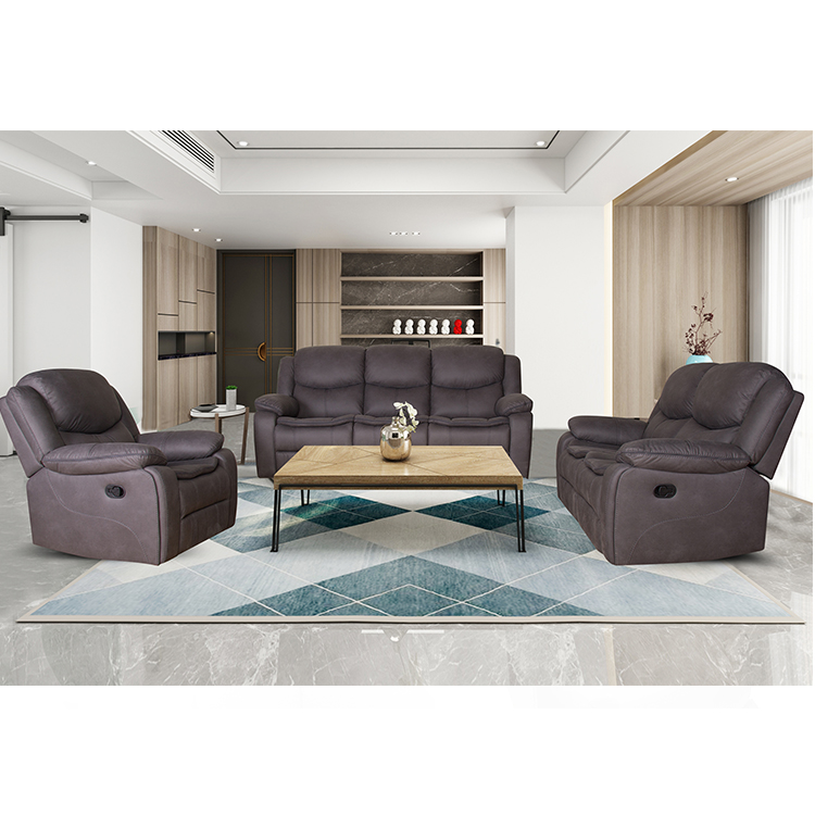 Best Factory-direct Light Grey 3 Seater Manual Recliner Sofa for Small Living Room