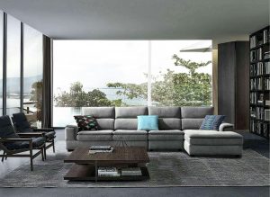 Modern Small Light Grey L Shaped Fabric Sectional Sofa