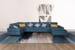 modern blue velvet sofa