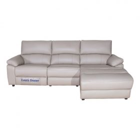 Cream L Shape Leather  Sectional Sleeper Sofa